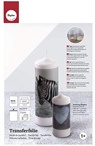 Rayher Transferfolie DIN A4, 210 x 297 mm, weiß, 1 Bogen, Wasserschiebefolie für Laserdrucker, zum Übertragen von Motiven auf Gegenstände, 31572000
