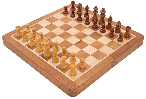Deluxe Hardwood Folding Travel Magnetic Chess Set - 12 inches