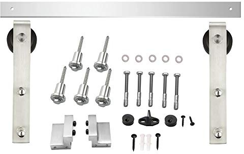 INTERSTEEL - Beschlagset für Schiebetür Basic Edelstahl - Laufschiene Schiebetürbeschlag, Schiebetürsystem für Schiebetüren, Innentüren und Wandschränke - 200 cm - Modular ausbaufähig/Erweiterbar