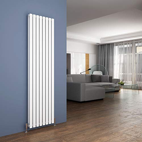 ELEGANT White Vertical Column Radiator Double 1800 x 480 Oval Panel Heaters Designer Radiator