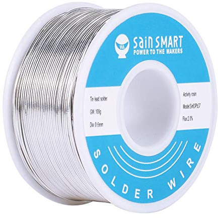 SainSmart 0.6mm Solder Wire 63/37 Tin/Lead Sn63Pb37 with Flux Rosin Core for Electrical Soldering (100g /0.22lbs)