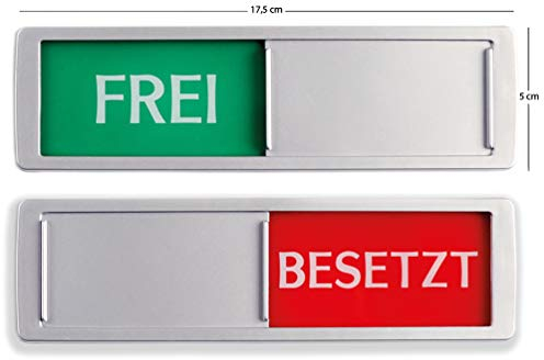 FREI - BESETZT Schild XL - Mit Schieber - Frei Besetzt Schiebeschilder - Klebeschild - 17,5 x 5 x 0,7 cm - Montage: 3M Klebefläche - Schilder mit Schiebefunktion.