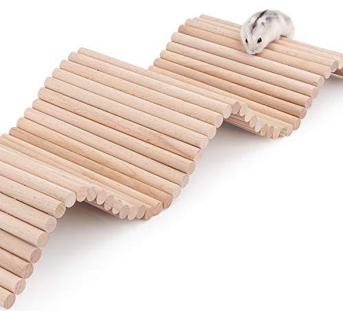 Niteangel Escalera de Escalada para hámster, Puente Colgante de Madera para Conejillos de Indias, Ratas, erizos, jerbos, Ratones, Deslizador de azúcar y Otros Animales pequeños (Grande)