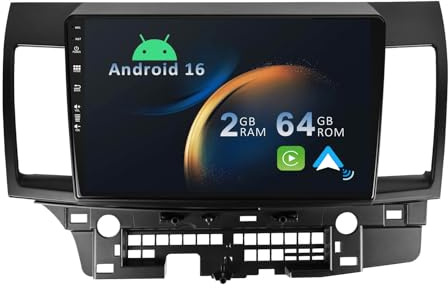 YUNTX Android 14 Autoradio kompatibel mit Mitsubishi Lancer (2010–2017) – 2 Din GPS – Rückfahrkamera KOSTENLOS-DAB/Lenkradsteuerung/Bluetooth/4G/WiFi/Bluetooth/Mirrorlink/Carplay