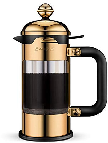 Cafetières à Piston Pression Français Pot Pression Main Double Couche 1L Grande Capacité Haute Verre Borosilicate Liner Coffee Pot (Color : Stainless Steel, Size : 1000ml)