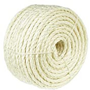 Treasborn Corde en sisal naturel blanc pour arbre à chat de rechange, 100 pieds/50 pieds corde de chanvre pour réparation, récupération ou bricolage griffoir pour chat, diamètre 1/4