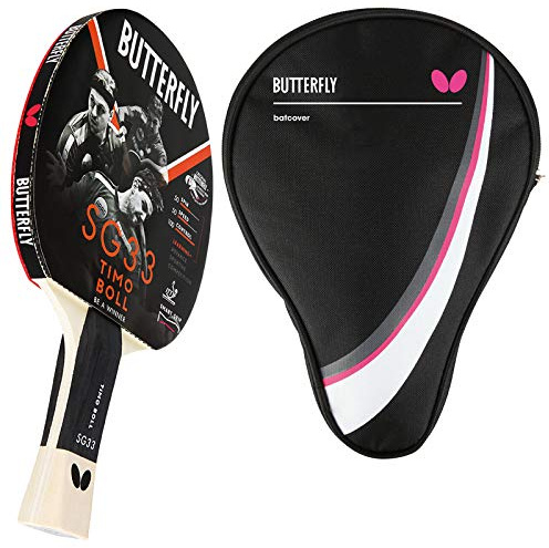 Butterfly® Timo Boll SG33 Tischtennisschläger | Tischtennis Racket Hobby & Freizeit | ambitionierter Freizeitspieler | hochwertig | ITTF zertifizierter Addoy Belag | konkave Griffform mit smart.Grip