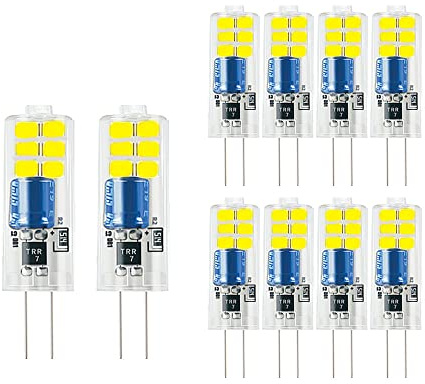 BANGSHUO G4 LED Lampen 2W 10er Pack, LED Birnen Kaltweiß 6000K 200LM AC220-240V Leuchtmittel G4 Birne Nicht Dimmbar
