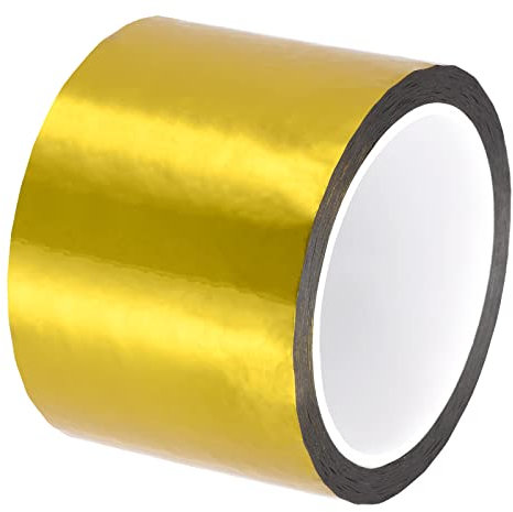 sourcing map Dorado Tono Metalizado Cinta 3 Pulgadas x 55 Yardas Decoración Cinta para Detalle Decorativos Pared, Gráficas Artes