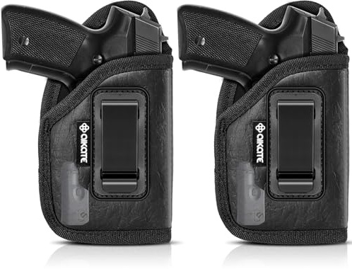 2 PACK IWB Holster with Laser Sight, Concealed Carry Gun Holster for Women/Men, ECO Leather Concealment Inside Waistband Holsters with Metal Clip Fits Most Midsize & Compact 9/40/45 & Laser Attachment