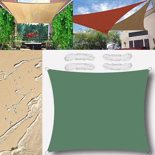 Sun Shade Sail Outdoor Waterproof Rectangular 1x2m Shade Sails Canopy UV Protection for Garden Patio Block With Rope Shade Sail Kit DunkelGreen