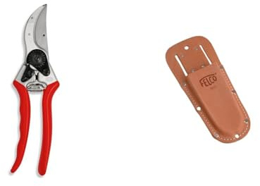 FELCO 2 Tijera de Podar Profesional Bypass 25 mm para Mano Derecha con Funda de Transporte FELCO 910 para Protección y Acceso Rápido