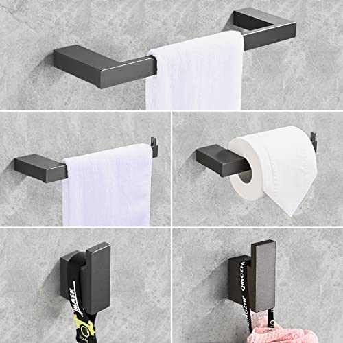 Set di accessori per il bagno da 5 pezzi Kit di accessori per il bagno Ganci da parete per portasciugamani Porta carta igienica Spazio alluminio Ganci per montaggio a parete e asciugamani, Grigio