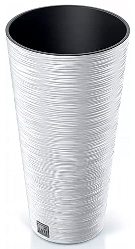 Pot de fleurs rond avec reserve d´eau 15 L blanc - FURU