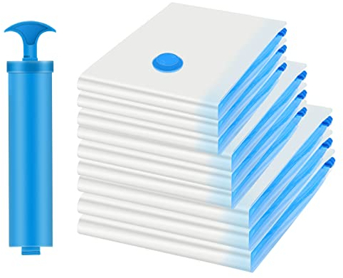 Vakuumbeutel 9 Stück 2L 100x80cm + 3M 80x60cm + 3S 60x40cm Vakuum Aufbewahrungsbeutel Reise Vakuum Wiederverwendbar Kleiderbeutel für Kleidung Bettdecken, Pumpe enthalten (9 stück)