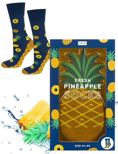 soxo Avokado Glass Strumpor Dam Funny Gift For Men Present Socks Women Roliga Herrstrumpor Damstrumpor 36-40 Ananas