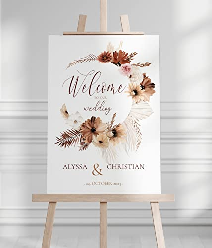 Manschin Laserdesign Willkommensschild Aluverbund personalisiert - Made in Germany - Welcome Willkommen Schild für Hochzeit (60x40cm)