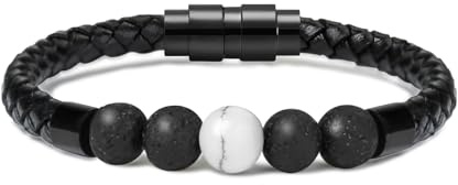 Minicremation Einäscherungsschmuck, Lavastein-Urnenarmband für Asche, für Frauen und Männer, Chakra-Heilung, Ausgleich, Gedenkarmbänder aus echtem Leder
