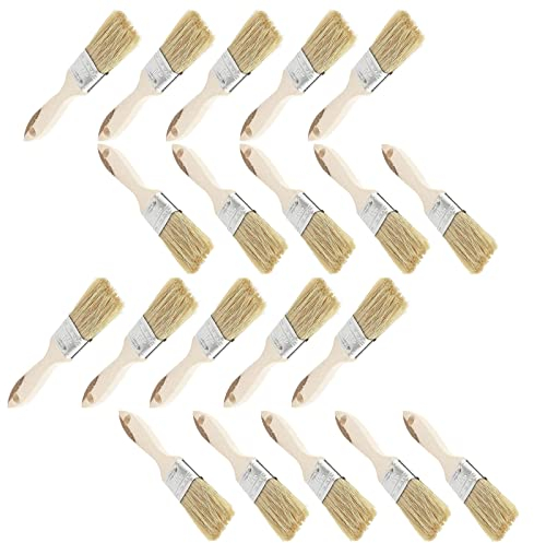20 Stück Pinsel, Lackierpinsel, Farbpinsel, Holzlasur Pinsel, Pinselset mit Holzgriff Ideal für Wand und Holz Farbe zum Beizen