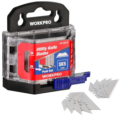 WORKPRO Cuchillas de Recambio 50-piezas, Hojas de Repuesto para Cuter Profesional, Cuchillas de SK5 Acero Inoxidable, Cuchillas Trapezoidales Profesionales para Cúter Cortador Cuchillo