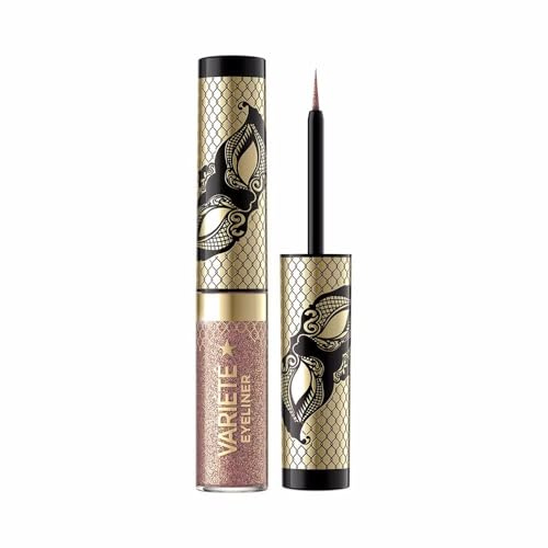 Eveline Cosmetics Variété Langhaftender Wasserfester Glitter Eyeliner - 24-Stunden-Halt, Schnell Trocknend, Pinselapplikator - Erhältlich in Gold, Braun, Türkis & Silber