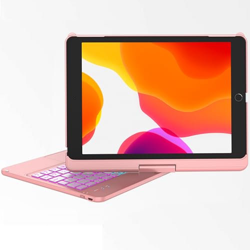 KARFUN 10.9 Funda Teclado iPad 10 Generación/11 Generación, Funda iPad A16 2025, Fondo de 10 Colores y Cubierta Protectora rotativa de 360 ​​°, Touchpad Inteligente (10.2 Oro Rosa)