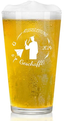 Joymaking Bierglas Abschluss Geschenk - Ausbildung 2024 Geschafft, Bestandene Prüfung, Bachelor, Schulabschluss 10 Klasse, Graduation Gift 15oz