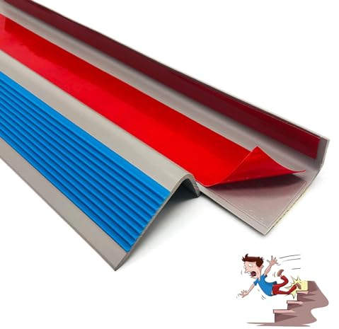 Anti-rutsch Treppenkante PVC Treppenkantenprofil PVC 50x25mm, Treppenkantenprofil Treppenprofil L-Form Antirutsch Klebeband Kantenschutz AntiRutsch Streifen Für Drinnen Und Draußen ( Color : Blauw , S