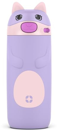 Ello Ellies 12oz Vacuum Insulated Stainless Steel Kids Water Bottle with Straw and Built-in Carrying Handle and Leak-Proof Locking Lid for School Backpack, Lunchbox and Outdoor Sports, Cat