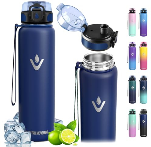 Vikaster Trinkflasche Thermosflasche, 500ml BPA-Frei, Auslaufsicher, Thermoskanne, 18/8 Edelstahl, Thermosflasche für Erwachsene, Sport, Fahrrad, Reisen, Fitness