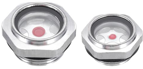 PATIKIL Olio Mirino Vetro 2pz 3/4 1 Maschio Filettato Lega Olio Liquido Livello Indicatore Olio Indicatore per Pompa Aria Compressore Raccordi