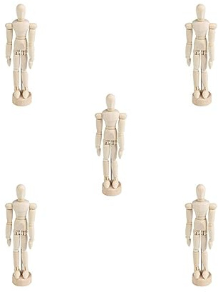 5 Set Holzpuppe für Künstler, Zeichnen, Puppe, bewegliche Schaufensterpuppe mit Sockel, 11,4 cm