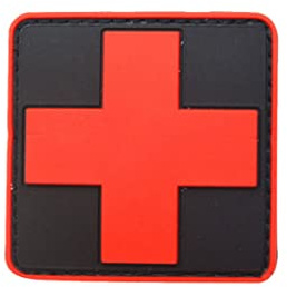 Medic - Fascia da braccio con croce rossa in PVC 3D, in gomma, con croce rossa, colore: bianco e rosso