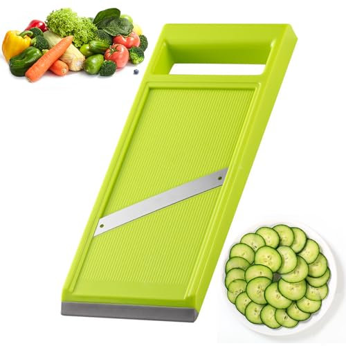 Mandolina de Verduras Portátil Extra Afilada, Mandolina de Mano de Acero Inoxidable Apta para Lavavajillas, Mandolina de Cocina con Mango Ergonómico para Patatas Zanahorias Pepinos