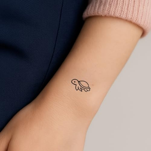 Faux Tatouage TORTUE - Temporalis® | Tatouage Ephemere Femme et Homme – Cosmétique Certifié UE, Encre Vegan & Waterproof – Dure 1 à 2 semaines [ Tattoo Tortue simple ]