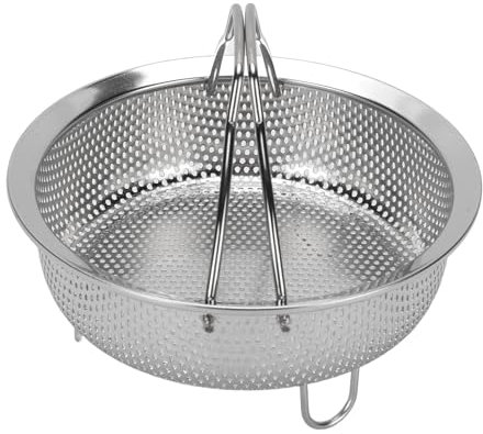 304 Stainless Steel Steam Basket with Foldable Handle, Multifunctional Colander Steam Insert for Electric Rice Cooker Pot for Even Cooking (stainless steel)