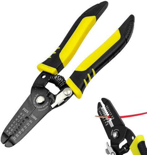 ASIRYVA 10-22 AWG Multi Gauge 7 Precise Wire Strippers, Cable Stripper Tool, Cable Stripper with Safety Lock