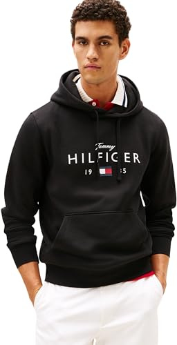 Tommy Hilfiger Felpa con Cappuccio da Uomo Brand Love Big Hilfiger MW0MW41427, Nero, XL, Nero (Nero), XL