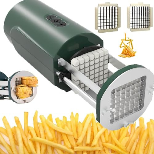 Máquina cortadora automática de papas fritas, cortador de verduras de acero inoxidable, con cuchillas de 1/2 pulgada, 3/8 de pulgada 2, cortador de verduras profesional for papas fritas caseras, tiras