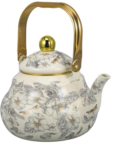 Bollitore Smaltato Retrò 2l, Pentola Acqua Vintage per Cucina | Smaltato, Fondo Piatto e Calore Uniforme, Facile da Pulire, Stile Classico per Uso Domestico in Cucina