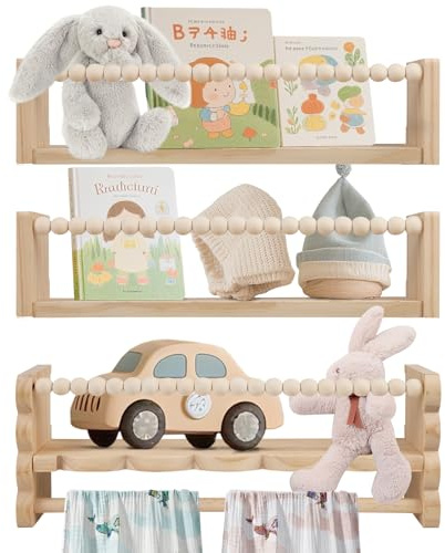 Estantería infantil de pared, juego de 3 unidades de 40 cm, para habitación infantil, con pantalla para colgar fotos