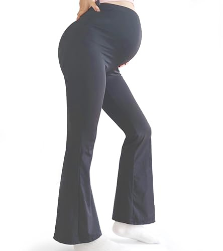 Bestele Leggings Premaman sul Pancione, Pantaloni Premaman da Donna Yoga Bootcut in Gravidanza Flare Morbidi e Burrosi