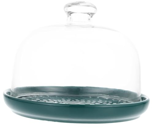 CLISPEED Plateau à Dessert 15 Cm Vert Couvercle En Verre Transparent, Assiette De Présentation Pour Gâteaux Et Pâtisseries, Porte-nourriture Pratique Cuisine, Restaurant, Fête, Lot