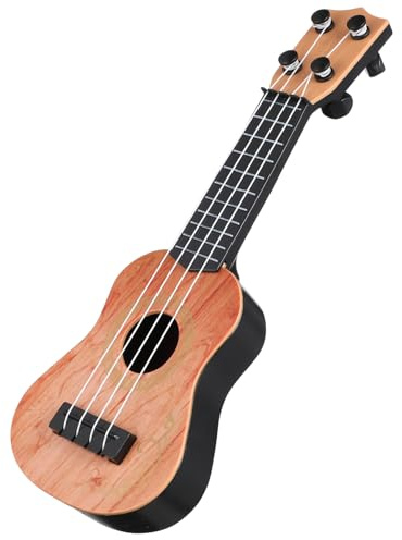 FIXOSHEE Ukulélé Garçon Fille Mini Guitare Plastique avec Cordes Nylon Souples Instrument Musical Éducatif pour Développement Créatif et Initiation Musicale Jaune