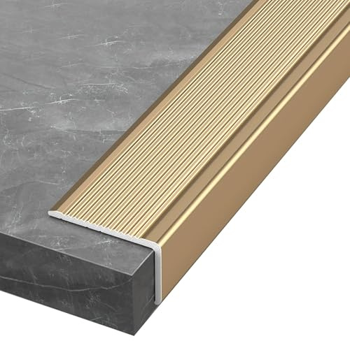 Rutschfest Treppenkantenprofil aus Aluminium, 90 cm L-Form Winkelprofil Anti-rutsch Treppenkante für Laminat-, Fliesen-, Metall- und Holztreppen(W 5 x H 3 cm)