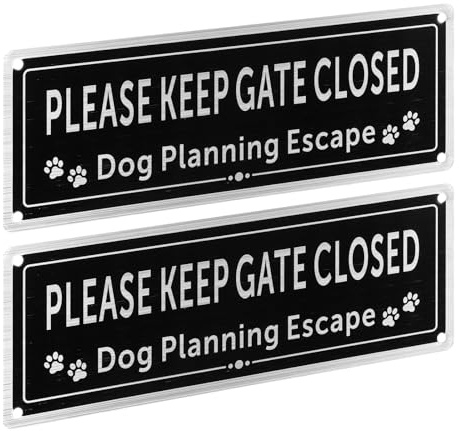 2 Pcs Please Close The Gate Matal Sign 9.8 x 3.5In Dog Planning Escape Signs Rust Free Aluminum Metal Warning Sign Please Keep Gate Closed Signs UV Protected Weather Resistant Durable Easy to Mount