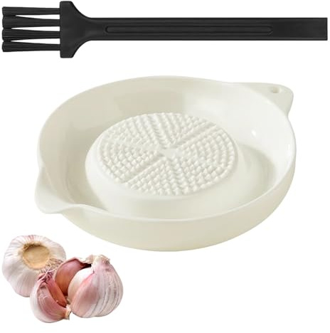 Garlic Grater Plate, Transparent Ceramic Grater Plate with Brush, Efficient Graters for Kitchen Use, Easy to Clean and Durable, Making It A Convenient Tool for Daily Cooking
