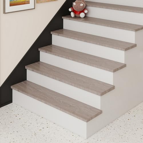 NEU.HOLZ Set di 4 Profili Coprigradini Arrotondati in PVC Copertura Gradini per Rivestimento Scale Interne 120 x 32 x 4,6 cm Ash Grey