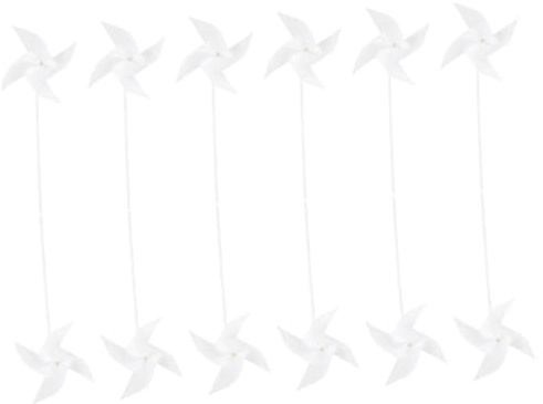 TOBBOMEY Lot de 30 Moulins à Vent en Plastique Blanc 24 Cm, Moulinets à Vent Soi-même pour Bricolages Garçon et Filles, Activité Manuelle Extérieure et Décoration de Jardin
