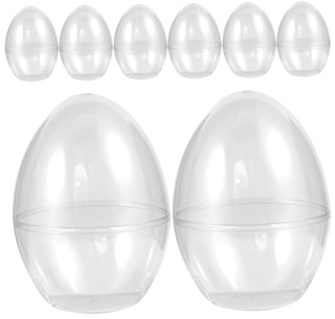 FOMIYES Plastic Jumbo Easter Egg Ornaments 8Pcs Fillable Boxes for Spring Crafts and Easter Party Candy Packaging